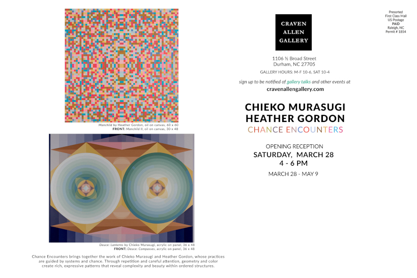 Chance Encounters, Chieko Murasugi and Heather Gordon at Craven Allen Gallery, Durham, NC